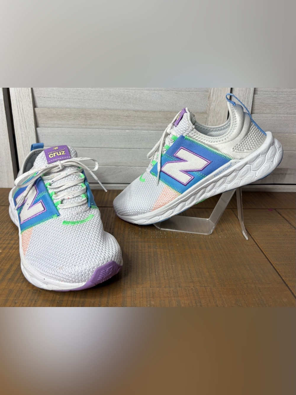 New Balance Fresh Foam X Cruz v3 Artisan Pack White Blue Women 8.5 VGUC
